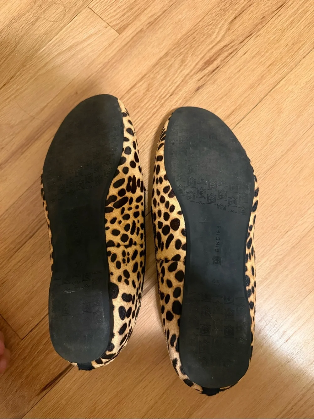 Birdies Leopard-Print Slip-On Flats in Tan and Black